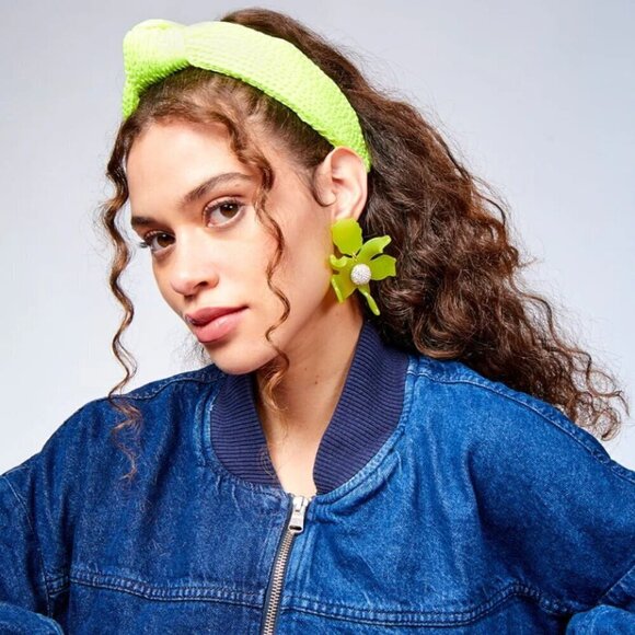 New Lele Sadoughi Floral Chartreuse 300 Earrings NWT - Picture 4 of 6